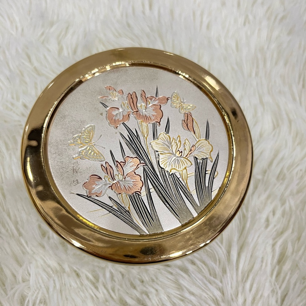The Art Of Chokin Japanese 24K Gold Edged Plate & Trinket Dish With Lid